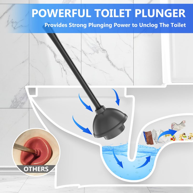 LOVLOY Toilet Plunger with Holder  Plunger with Unique Holder  Plungers for Bathroom with Holder  Toilet Plunger Heavy Duty (1  Black) - Image 2